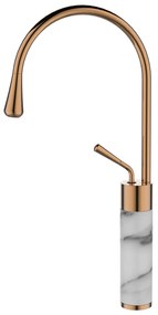 Invena Stone, vysoká umývadlová batéria h-455, biela-medená, INV-BU-33-W18-V