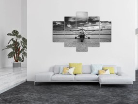 Obraz - Lietadlo čiernobiele (150x105 cm)