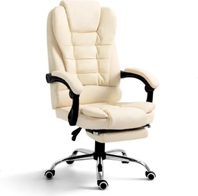 Kancelárske kreslo BOSS s podnožkou - krémová ekokoža