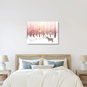 Sklenený obraz - Zebra v zasneženom lese (70x50 cm)