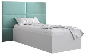 Jednolôžková posteľ s čalúneným čelom 90 cm Brittany 2 (biela matná + mätová) (s roštom). Vlastná spoľahlivá doprava až k Vám domov. 1045906