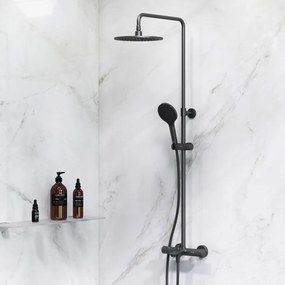 Sprchový systém AM.PM Like F07LA522 s termostatickou vaňovou a sprchovou batériou, čierny
