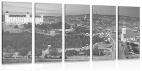 5-dielny obraz večer v Bratislave v čiernobielom prevedení - 200x100