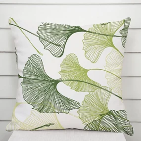Biante Bavlnená obliečka na vankúš Sandra SA-576 Zelené Ginkgo listy na bielom 30 x 50 cm