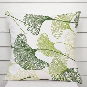 Biante Bavlnená obliečka na vankúš Sandra SA-576 Zelené Ginkgo listy na bielom 50 x 60 cm