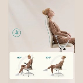 SongmicsHome Kancelárska stolička DINA, max.120kg, béžová/biela