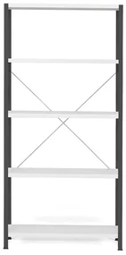 Policový kovový regál IDEAL, základná sekcia, 1970x1010x500 mm, tmavošedý