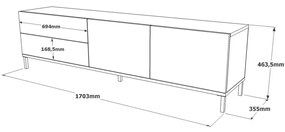 TV stolík Ove III 170 cm sivý