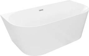 Mexen Oval Slim, voľne stojaca vaňa ku stene 170 x 80 cm, biela lesklá, chrómový prepad, 52661708000-01