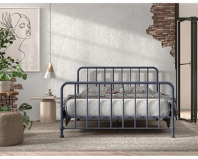 Modrá kovová dvojlôžková posteľ s roštom 160x200 cm BRONXX – Vipack