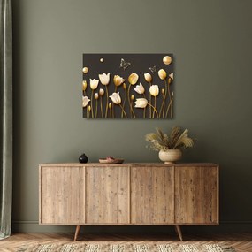 Sklenený obraz - Tulipány - abstraktné (70x50 cm)