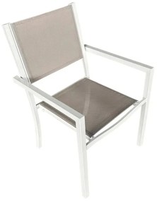 Kondela Záhradná stohovateľná stolička, biela oceľ/svetlosivá, DORIO