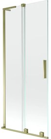 Mexen Velar L, 2-krídlová posuvná vaňová zástena 85 x 150 cm, 8mm číre sklo, zlatý lesklý profil, 896-085-003-01-50