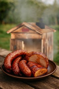 TRENDIE Udiareň drevená s kovovým komínom