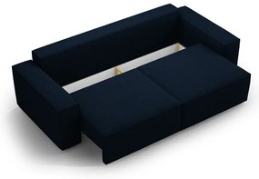 Tmavomodrá rozkladacia pohovka z textílie bouclé 247 cm Jodie – Micadoni Home