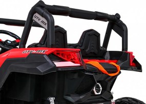 Ramiz Elektrická bugina UTV-MX pre deti červená + pohon 4x4 + diaľkové ovládanie + LED a audio + úložný priestor + EVA + pomalý štart