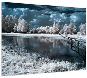 Sklenený obraz - Zamrznutá krajina (70x50 cm)