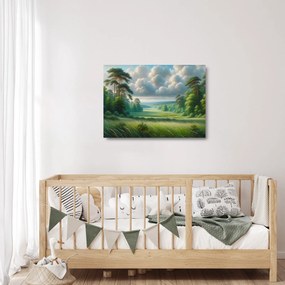 Sklenený obraz - Zelená krajina (70x50 cm)