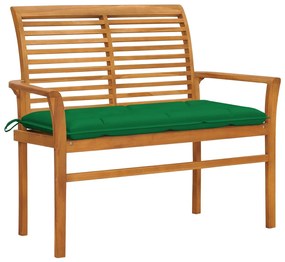 Záhradná lavička, zelená podložka 112 cm, tíkový masív