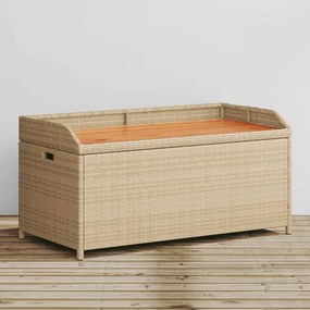 Úložná lavica mix béžovej 100x50x52 cm polyratan akáciové drevo 365951