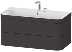 DURAVIT Happy D.2 Plus c-bonded závesná skrinka s nábytkovým umývadlom s dvomi otvormi, 2 zásuvky, 975 x 490 x 480 mm, grafit super matná, HP4638E8080