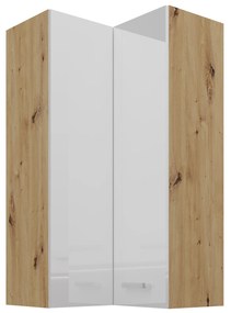 Horná rohová kuchynská skrinka Arryn 60x60 GN-108 2F (90°) (korpus: dub artisan / front: lesk biely). Vlastná spoľahlivá doprava až k Vám domov. 1134388