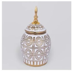 Keramická dóza 28x15 cm zlatá/biela