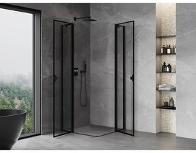 Mexen, Mexen Mist Duo výklopný sprchový kút 115 x 115 cm, čierny rám - 8A4-115L-115P-70-70