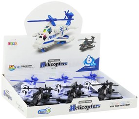 LEAN TOYS Policajný vrtuľník s trecím pohonom, zvuk, svetlá