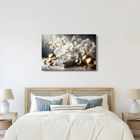Obraz - Orchidea a zlaté gule (90x60 cm)