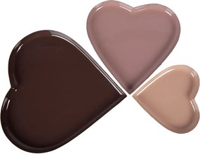 3ks farebná kovová miska srdca - Ø 24*1 / Ø 19*1 / Ø 13*1 cm