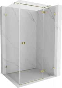 Mexen Lunar T, výklopný pravý sprchový kút 140 x 110 cm, 8mm číre sklo, zlatý profil, 834T-140-110-50-00-P