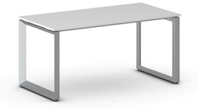 Kancelársky stôl PRIMO INSPIRE, sivostrieborná podnož, 1600 x 800 mm, biela