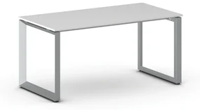 Kancelársky stôl PRIMO INSPIRE, sivostrieborná podnož, 1600 x 800 mm, biela