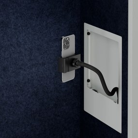 Akustická kabína SALLY MentalBox 600 mm – sivý korpus, tmavomodré sedadlo