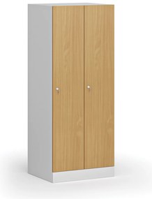 Šatníková skrinka znížená, 2 oddiely, 1500 x 600 x 500 mm, demont, cylindrický zámok, laminované dvere, buk