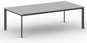 Rokovací kancelársky stôl PRIMO INVITATION, 240x120 cm, čierna podnož, sivá