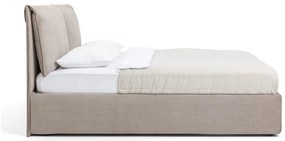 Čalúnená dvojlôžková posteľ taupe s úložným priestorom s matracom/s roštom 180x200 cm Thessa Pillow – Bonami Selection