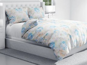 Biante Bavlnené posteľné obliečky Sandra SA-139 Veľké modré kvety na bielom Dvojlôžko francúzske 200x200 a 2ks 70x90 cm
