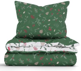 Vianočné predĺžené bavlnené obliečky Renforcé - Cezmínové vetvičky