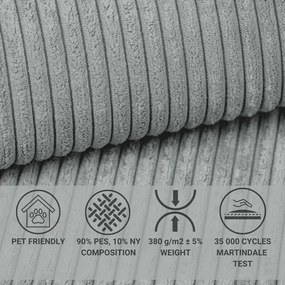 Sivá menčestrová rozkladacia/s úložným priestorom rohová pohovka (ľavý roh/do L) Tonga – Maison de Rêve