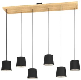 Eglo 390131 - Luster na lanku CAMARIOCA 6xE27/40W/230V čierna/hnedá