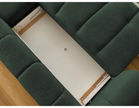 Zelená rozkladacia/s úložným priestorom rohová pohovka (pravý roh/s leňoškou) Fuji – Bobochic Paris