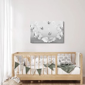 Obraz - Kvetinový dizajn s motýlikmi (90x60 cm)