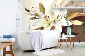 Tapeta decentná ľalia na abstraktnom pozadí