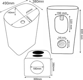 BPS-koupelny Voľne stojace keramické umývadlo HYD-CO-WH-WOF-490 49x38 cm, biele