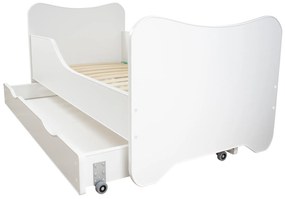 TOP BEDS Detská posteľ Happy Kitty 140x70 Biela so zásuvkou