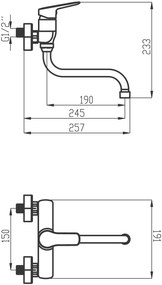 Novaservis Metalia 54, drezová umývadlová batéria 150 mm, chrómová, 54070/T-0