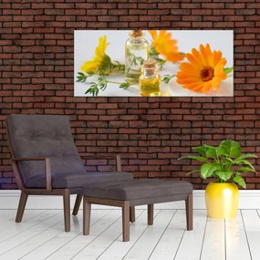 Obraz oranžových kvetín (120x50 cm)