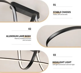 Brilagi-LED Stmievateľný prisadený luster TWISTER LED/60W/230V 3000-6000K čierny s diaľkovým ovládaním